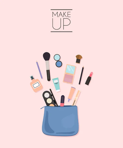 Sac Cosmétique Avec Des Trucs Maquillage — Image vectorielle