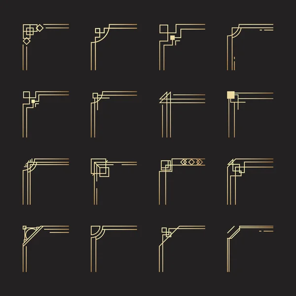 Samling Gyllene Retro Dekorativa Gränser För Inbjudningar 1920 Talets Stil — Stock vektor