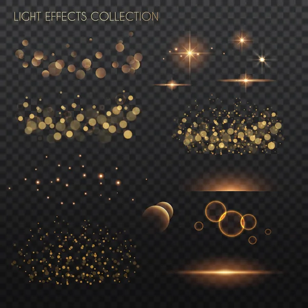 Zářící Množina Kolekce Světelných Efektů Vektorová Ilustrace — Stockový vektor
