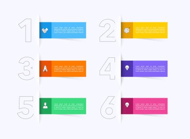 İş sunumu için çok renkli düğmeler ve bilgi grafikleri. 