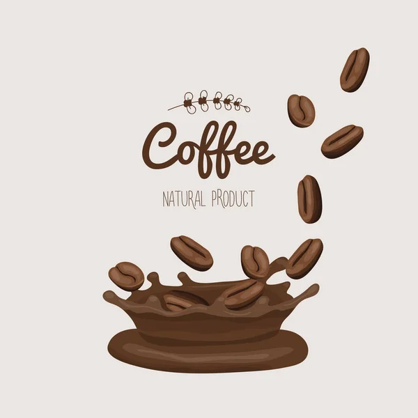 Kahve Soslu Kahve Çekirdekleri Ambalaj Için Tasarım Elementleri — Stok Vektör