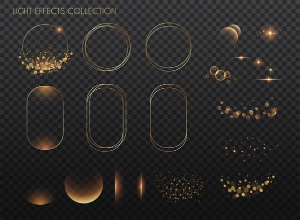 Cadre Rétro Collection Effets Lumière Effets Lumières Cuivre Étincelle Paillettes — Image vectorielle