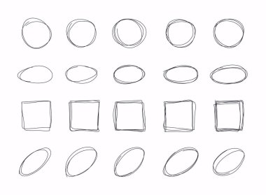 Elle çizilmiş farklı bir çizim seti. Vektör illüstrasyonu.