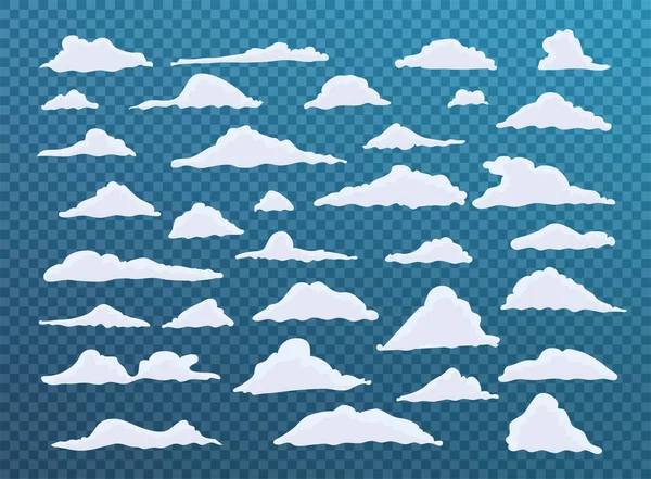 Мультфильм Облака Изолированы Прозрачном Фоне Коллекция Векторов — стоковый вектор