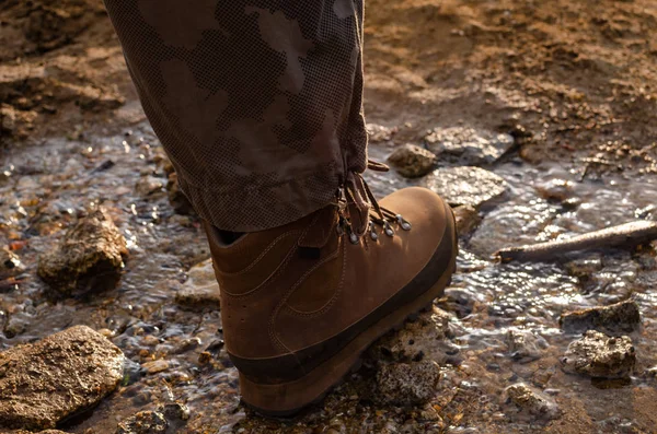 De wandelaar lederen schoen — Stockfoto