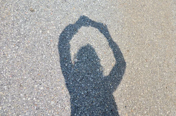 Woman s Shadow när du tar Selfie — Stockfoto