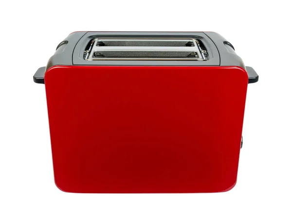 Новый Красный Тостер Серыми Частями Белом Фоне — стоковое фото