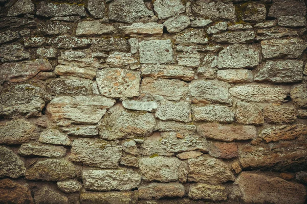 Oude Muur Van Steen Shell Rock Van Willekeurige Vorm Getinte — Stockfoto