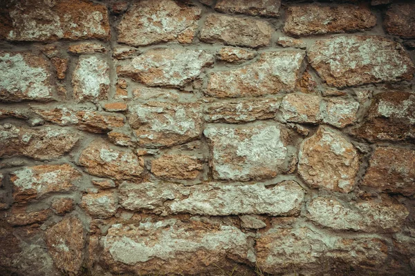 Oude Muur Van Steen Shell Rock Van Willekeurige Vorm Getinte — Stockfoto