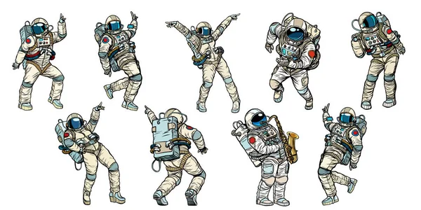 Set dancing astronauten collectie — Stockvector