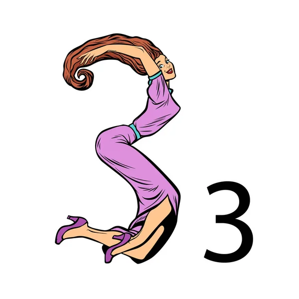 Номер три 3. Ділові люди силует алфавіт — стоковий вектор