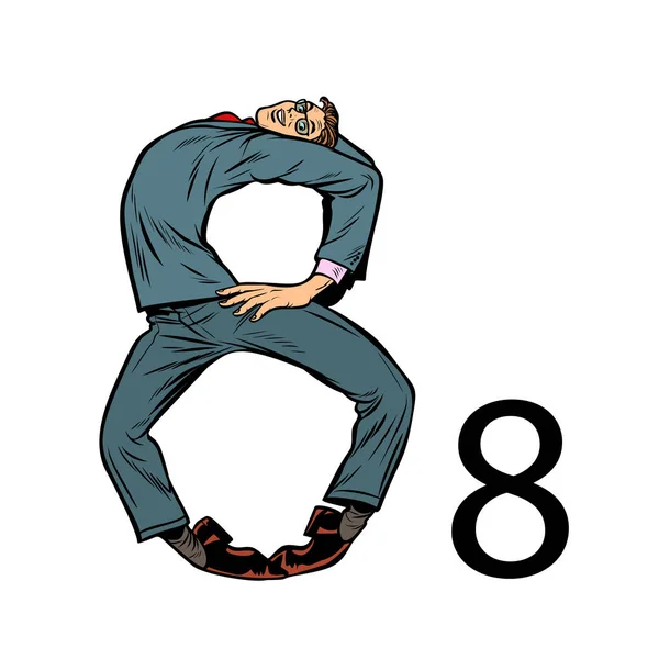 Número 8, ocho. alfabeto de la silueta de la gente de negocios — Vector de stock