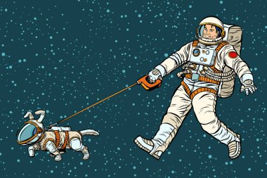 astronot yürüyen köpek bir uzay giysisi içinde