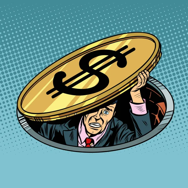 İşadamı korkuyor ve depresif dolar altında