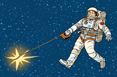 astronot bir yıldız bir köpek gibi yürüyor