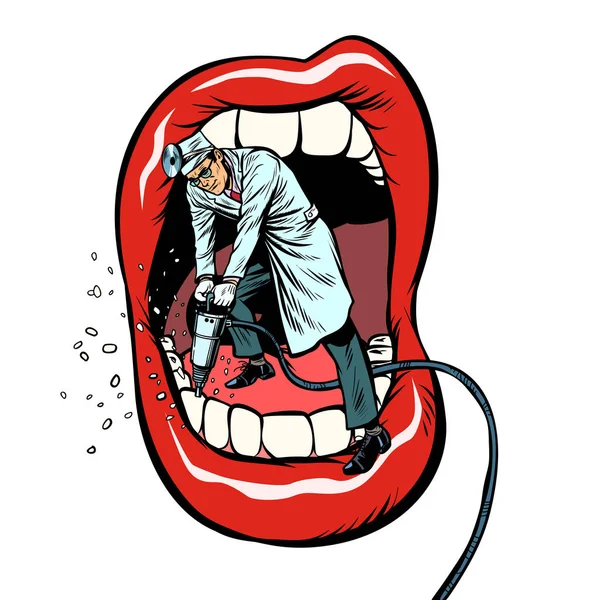 Dentiste marteau-piqueur de forage dents. isolat sur fond blanc — Image vectorielle
