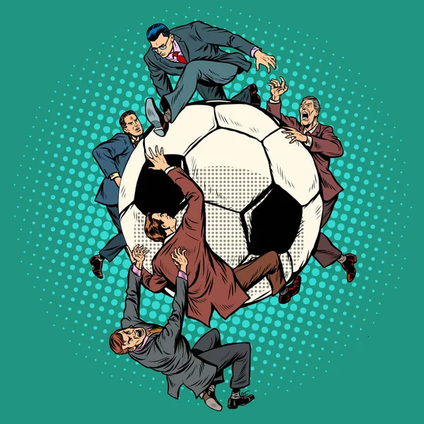 Competencia de políticos por el fútbol. pelota de fútbol — Vector de stock