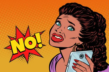 telefon selfie kadın korkuyor. Afrikalı Amerikan halkının