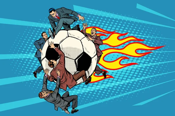 Le football vole comme un météore. concurrence des politiciens — Image vectorielle