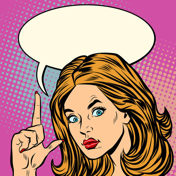 серьезный жест внимания указательного пальца женщины
