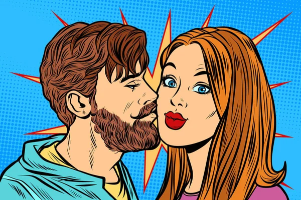 Adam öpüşme kadın Çift — Stok Vektör