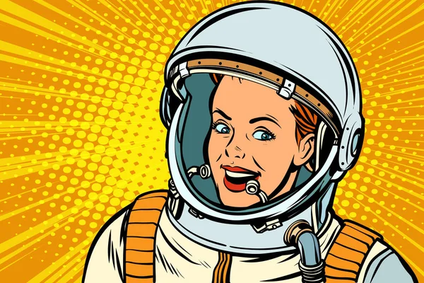 Smiling woman astronaut — Stock Vector