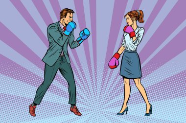 Adam kadın boks boks maçına