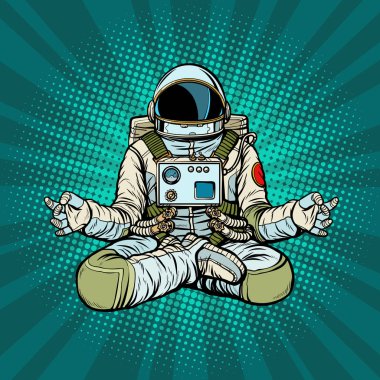 Yoga astronot Lotus poz. Meditasyon ve manevi pratik