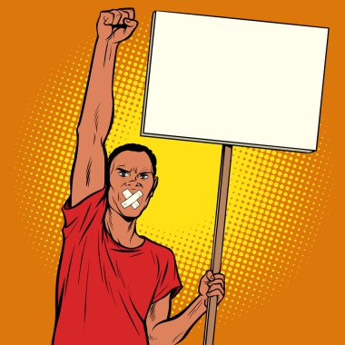 Afrikalı adamın ağzı protesto