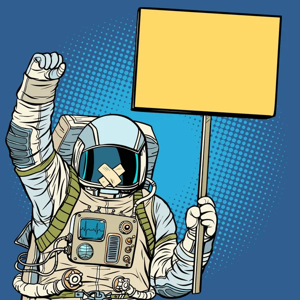 Astronaut met gag protesteren voor vrijheid van meningsuiting — Stockvector