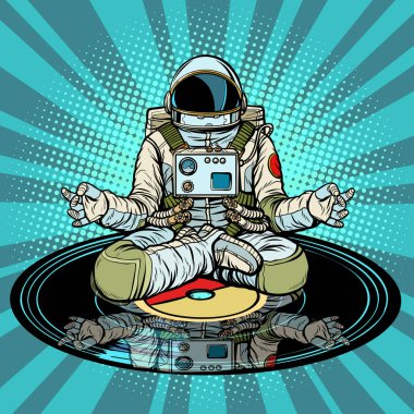 Meditasyon ve yoga için müzik. Astronot derin derin düşünür