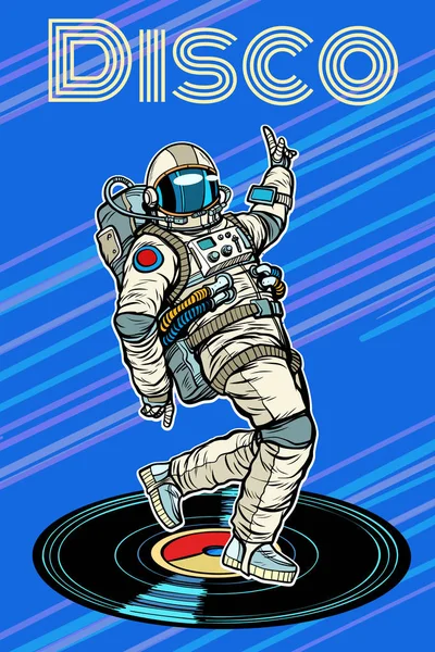 Disco. Astronaut dances — Stock Vector