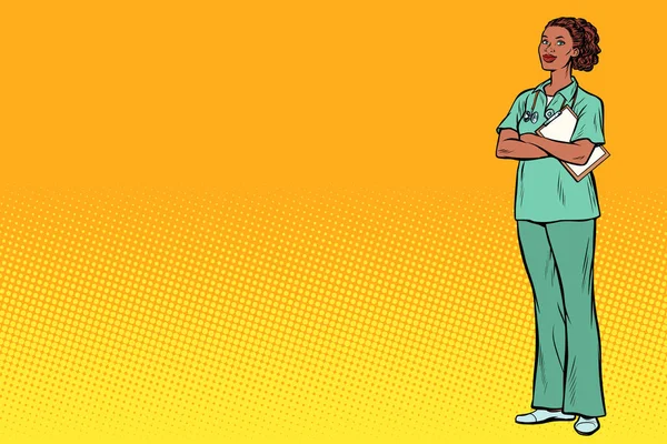 Африканская медсестра. Медицина и здоровье — стоковый вектор