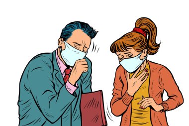 Erkek ve kadın maskeleri, kirli hava, hastalık enfeksiyon
