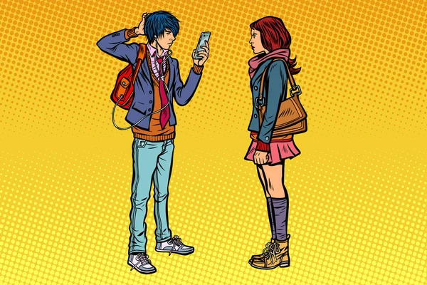 Молодий чоловік і дівчина підлітки побачення — стоковий вектор