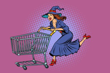 Halloween cadı. alışveriş sepeti arabası Satılık
