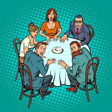 occult seance, people at the table clipart