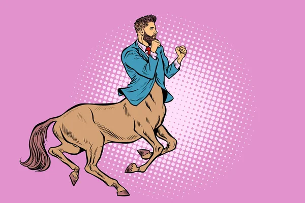 Pop art Businessman centaur ready to fight — Stock Vector