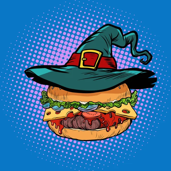 Cadılar Bayramı hamburger, fast food tatil — Stok Vektör