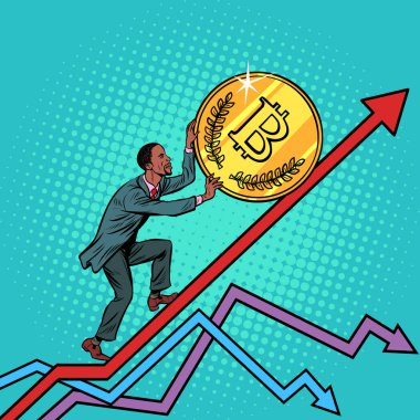 Afrika kökenli Amerikalı adam rulo bitcoin yazı tura