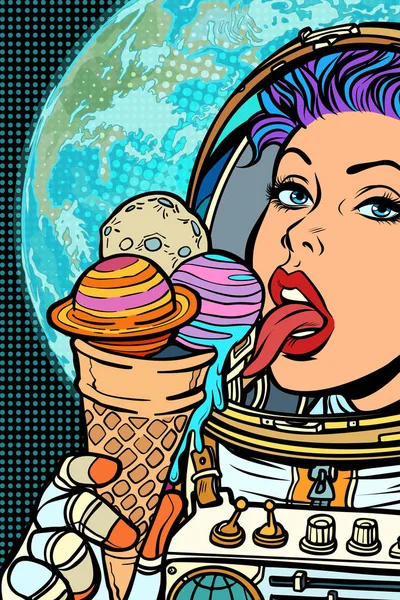 솔 라 시스템, 아이스크림 처럼입니다. 인류와 우주의 꿈 개념 — 스톡 벡터