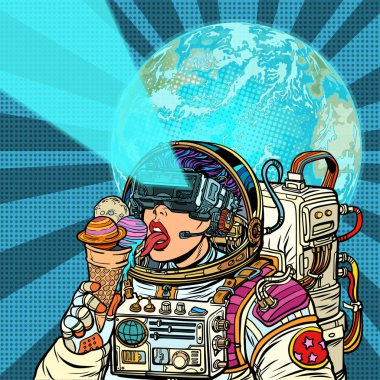 Sanal gerçeklik. Kadın astronot ve uzay dreams