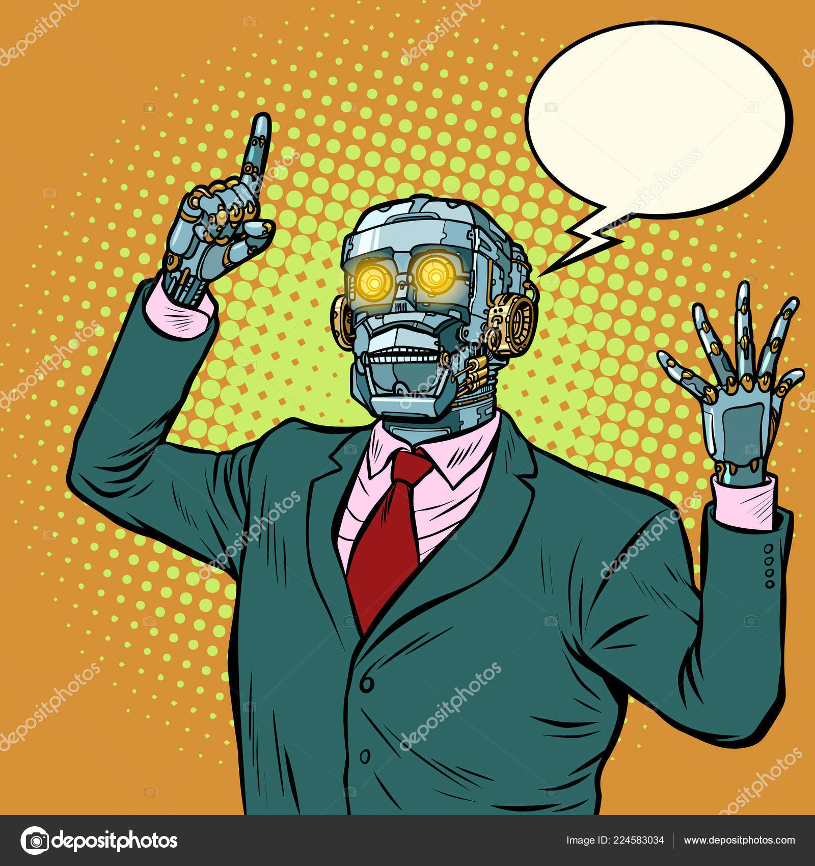 Emotional speaker robot, dictatorship of gadgets Stock Vector Image by  ©studiostoks #224583034