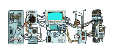Cyberpunk robotlar mekanizmaları ve makineleri. Spacecr ayrıntıları