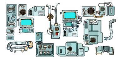 Cyberpunk robotlar mekanizmaları ve makineleri. Spacecr ayrıntıları