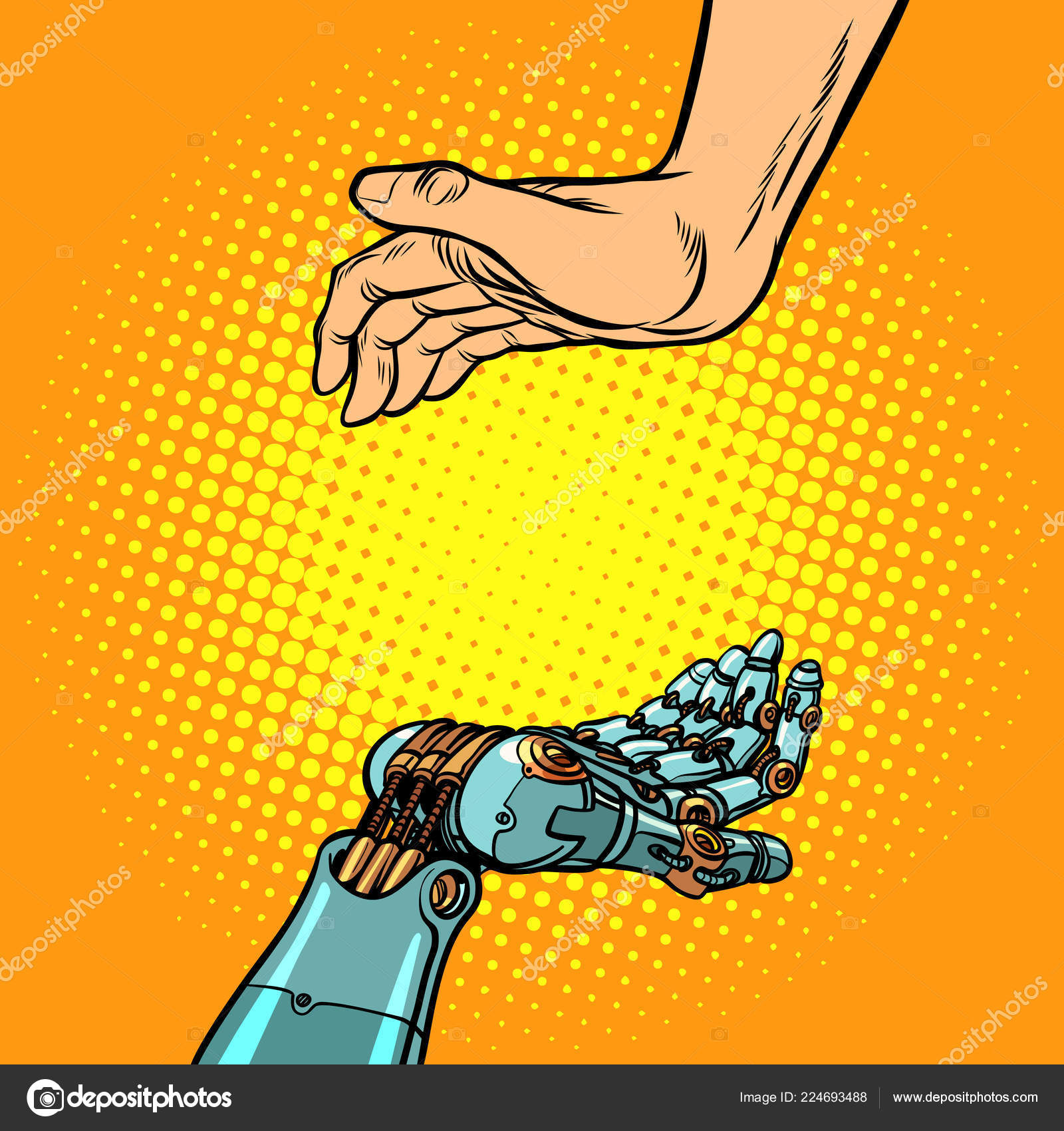 selvmord Vil have bemærkning Human and robot hands. presentation gesture Stock Vector Image by  ©studiostoks #224693488