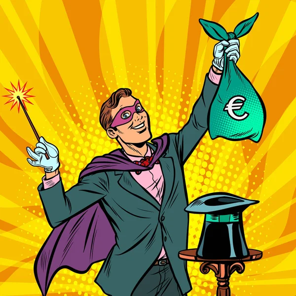 Magician with euro money — Stock Vector