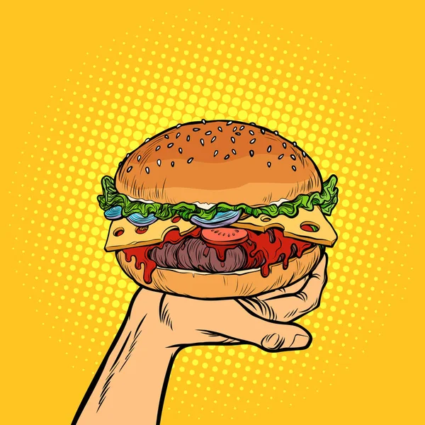 Burger zur Hand. Fast Food — Stockvektor