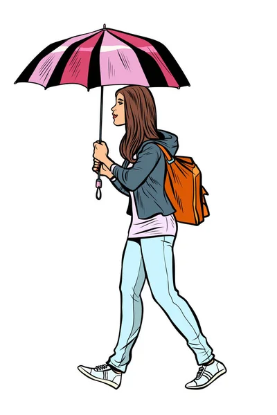 Teen girl with umbrella — Stock Vector