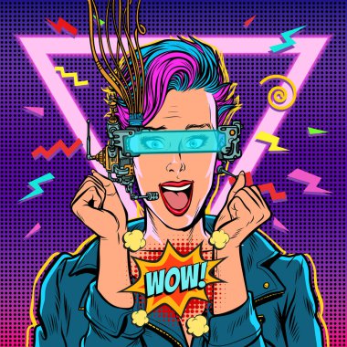 Vay sevinç vr gözlük kadın oyun sanal gerçeklik online. 80s kız